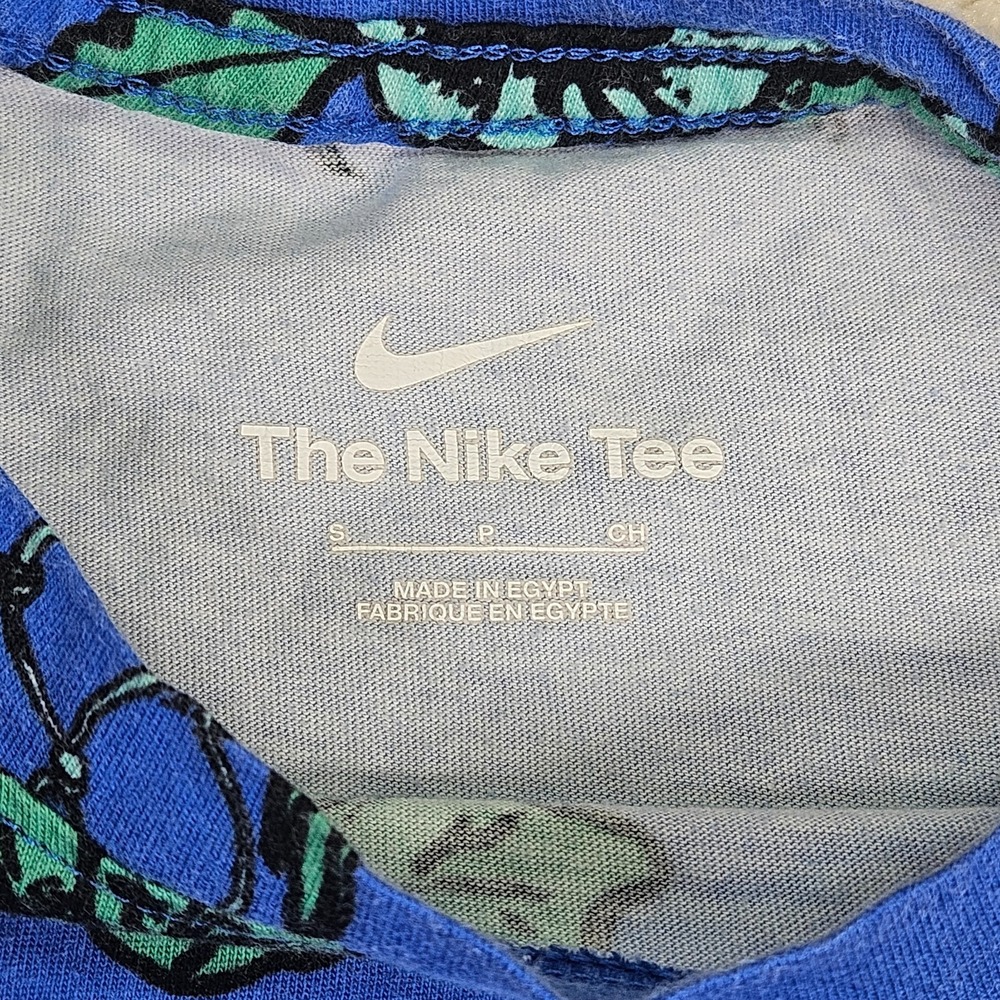 Nike T-Shirt Mens Small Royal Blue Floral Aloha Allover Short Sleeve Sports Tee - Picture 4 of 7